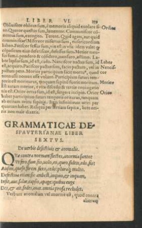 Grammaticae Despauterianae Liber Sextus. De verbis defectivis & anomalis