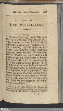 Viertzehntes Kapitel. Vom Galvanismus