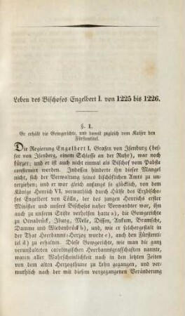 Leben des Bischofes Engelbert I. von 1225 bis 1226