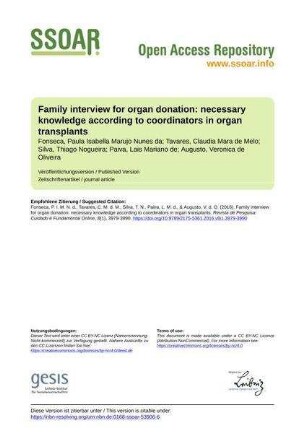 Family interview for organ donation: necessary knowledge according to coordinators in organ transplants