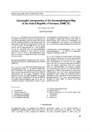 Geomorphic interpretation of the geomorphological map of the Federal Republic of Germany (GMK 25)