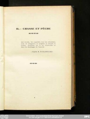 II.— Chasse Et Pêche