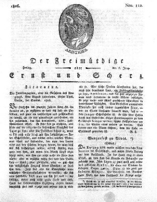 Nro. 112, Freitag den 6. Juny 1806