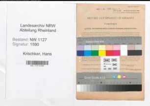 Entnazifizierung Hans Krischker , geb. 29.05.1891 (Obersteuerinspektor)