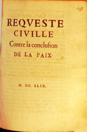 Reqveste Civille Contre la conclusion De La Paix