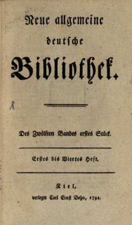 Neue allgemeine deutsche Bibliothek. 12. 1794