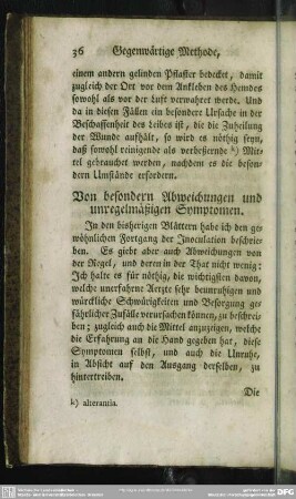 Von besondern Abweichungen und unregelmäßigen Symptomen