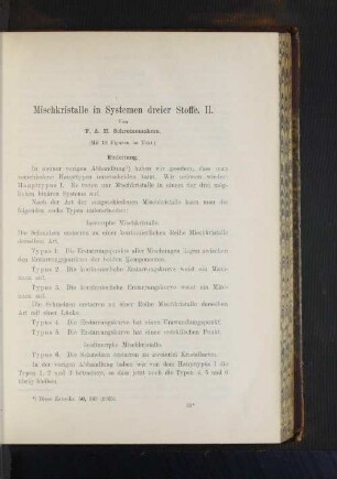 Mischkristalle in Systemen dreier Stoffe. II.