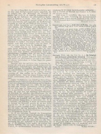 108 [Rezension] Harnack, Adolf von, Die Sicherheit und die Grenzen geschichtlicher Erkenntnis