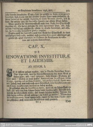 Cap. X. De Renovatione Investiturae Et Laudemiis