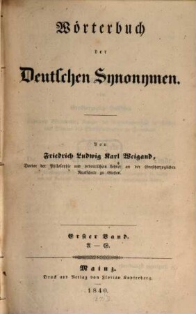 Wörterbuch der Deutschen Synonymen. 1. A - G
