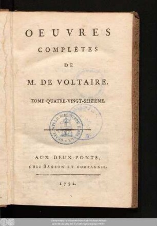 Tome Quatre-Vingt-Seizième = Recueil Des Lettres De M. De Voltaire, Tome XVIII.: 1775-1778