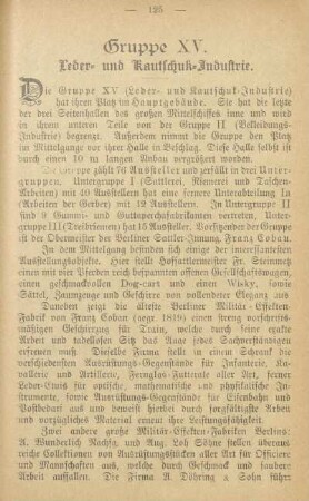Gruppe XV. Leder- und Kautschuk-Industrie