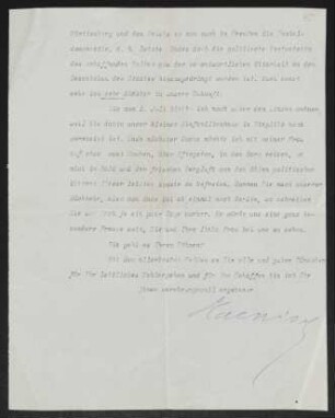 Brief von Konrad Haenisch an Gerhart Hauptmann