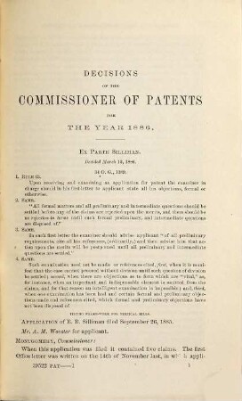 Decisions of the Commissioner of Patents and of the United States courts in patent and trade-mark and copyright cases : comp. from vols. ..., incl., of the official gazette of the U.S. Patent Office during the year .... 1886