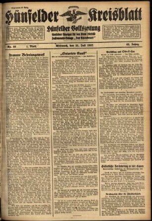 Erste Ausgabe vom Mittwoch, den 21. Juli 1937.