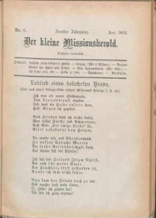 Nr. 6. Zweiter Jahrgang. Juni 1902.