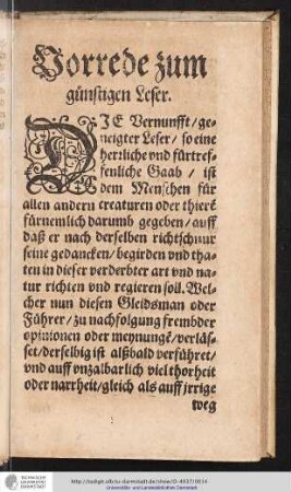 Vorrede zum günstigen Leser.