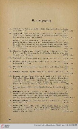 II. Autographen (Nr. 335-380)