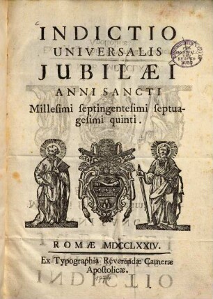 Indictio Universalis Iubilaei Anni Sancti Millesimi septingentesimi septuagesimi quinti