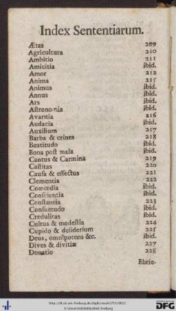 Index Sententiarum.