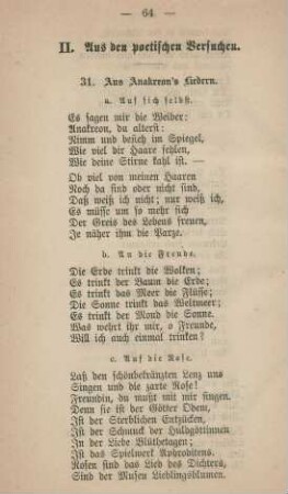 II. Aus den poetischen Versuchen