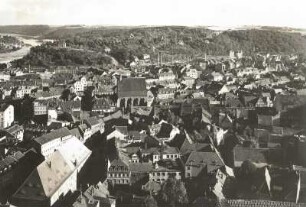 Meißen, Blick vom Burgberg nach Süden auf die Altstadt