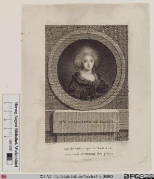 Bildnis Elisabeth (Philippine Marie Hélène), Prinzessin von Frankreich, gen. "Madame Elisabeth"
