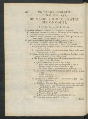 Locus XIV. De Variis Foederis Gratiae Oeconomiis