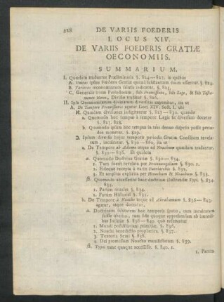 Locus XIV. De Variis Foederis Gratiae Oeconomiis