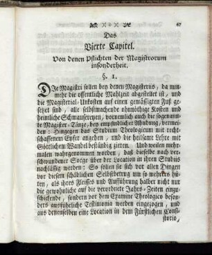 Das Vierte Capitel. Von denen Pflichten der Magistrorum insonderheit.