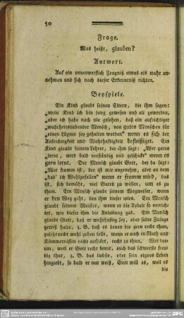 Frage. Was heißt, glauben?