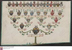 Ahnenprobe des Christoph Ludwig Langwerth v. Simmern. - ausgefertigt 1750 Dezember 29, Pergament