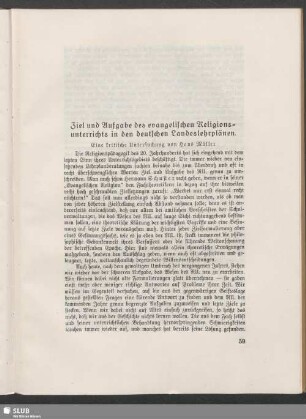 Ziel und Aufgabe des evangelischen Religionsunterrichts in den deutschen Landeslehrplänen : Eine kritische Untersuchung
