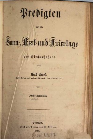 Predigten auf alle Fest-, Sonn- und Feiertage des Kirchenjahrs, 2