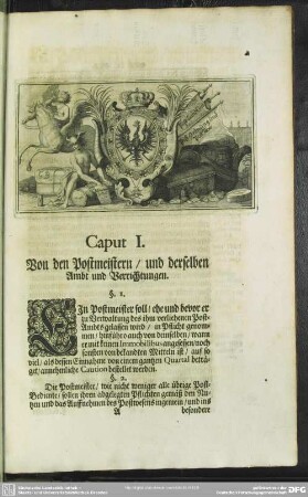 Caput. I. Von den Postmeistern, und derselben Ambt und Verrichtungen