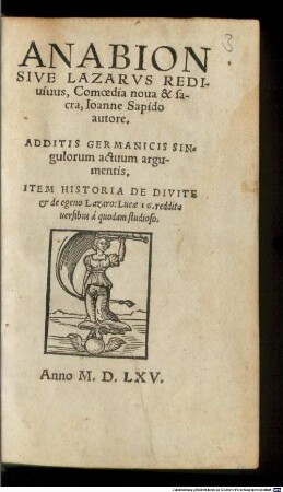Anabion, Sive Lazarvs Rediuiuus : Comœdia noua & sacra