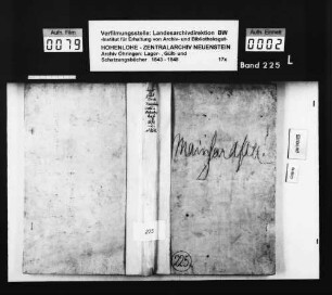 Lager- und Gültbuch über Mainhardtsall und Orbachshof.