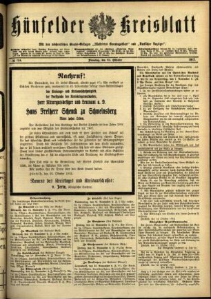 Ausgabe vom Dienstag, den 22. Oktober 1912.