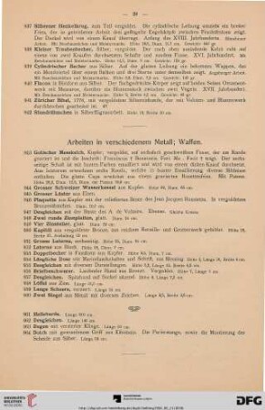 Arbeiten in verschiedenem Metall; Waffen (Nr. 943-964)