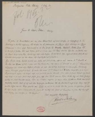 Brief an B. Schott's Söhne : 01.07.1922