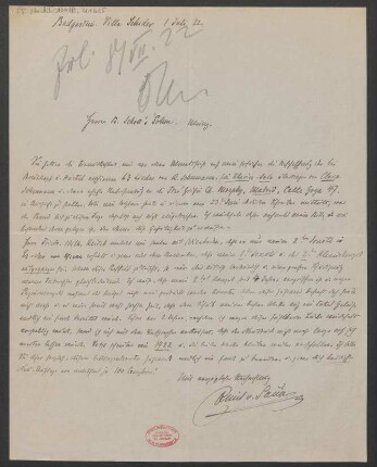 Brief an B. Schott's Söhne : 01.07.1922