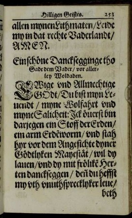 Ein schöne Dancksegginge tho Gade dem Vader/ vor allerley Woldaden.