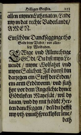 Ein schöne Dancksegginge tho Gade dem Vader/ vor allerley Woldaden.