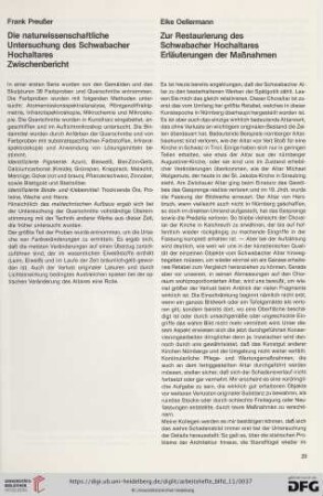 Zur Restaurierung des Schwabacher Hochaltares, Erläuterungen der Maßnahmen