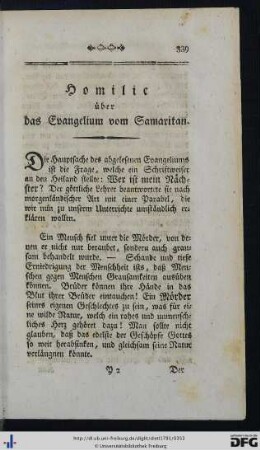 Homilie über das Evangelium vom Samaritan.