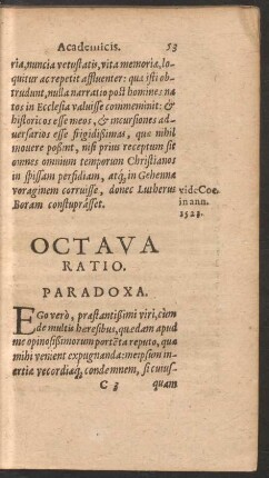 Octava Ratio. Paradoxa.