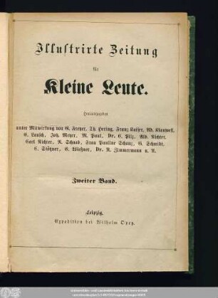 2. 1876: Illustrirte Zeitung für kleine Leute