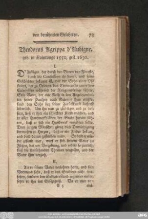 Theodorus Agrippa d'Aubigne, geb. in Xaintonge 1550, gest. 1630.
