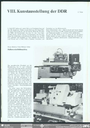 Außenrundschleifmaschine : VIII. Kunstausstellung der DDR